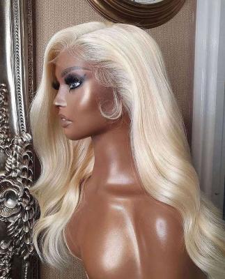 China Good Quality Raw Deep Blonde Hair 613 Preplucked Glueless Full Body Wave Hair Lace Wig In Light Color 613 Stock Wigs for sale