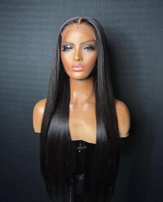 China Natural Transparent Lace Front Human Hair Wigs 180% Virgin Human Hair Density Body Wave Wholesale Raw Indian Full Lace Frontal Wig for sale