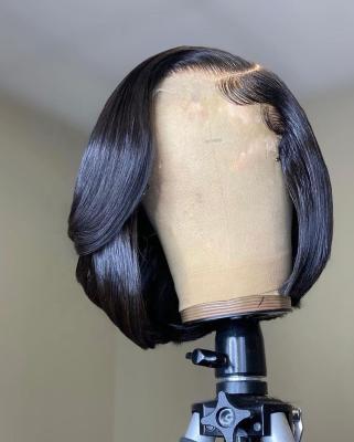 China Remy Brazilian Lace Front Highlight BoB Wig With Deep Parting Body Wave 13x4 Short Hairline With Pre Plucked Bone Straight Bob Wigs for sale