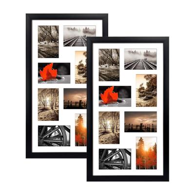 China Retro 4x6 Picture Frames Collage with 8 Openings Multi Matted Wall Hanging Picture Frame Collage for Family Pictures Wall Decor Black for sale