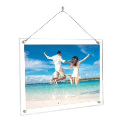 China Rustic tmpered glass picture frame Frameless Wall Mount Picture Frameless Picture Display Office Floating Frames for sale