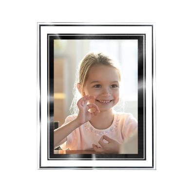 China 8x10 Rustic Glass Picture Frame Silver Mirrored For Photo Display On Table Top for sale