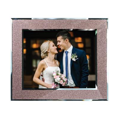 China 8x10 Rustic Glass Picture Frame Sparkle Mirror Edge Picture Frame For Table Top for sale