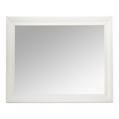 China Minimalist Clear Frame White Mirror Show Wood Wall Mounting Home Decor for sale