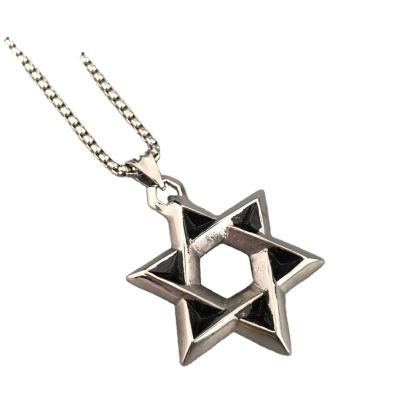 China Vintage Six-pointed Star of David Star Pendant Chain Judaism Necklace Religious Chain Jewish Necklace for sale