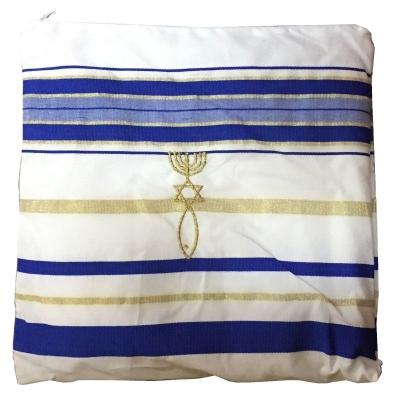 China Polyester 6 Colors Tallit Prayer Shawl Tallit Messiah Royal Blue With Tallit Bag for sale