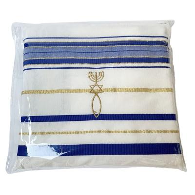 China Polyester 100% 130*180 cm 70*50 inch polyester prayer shawl and tallit prayer shawl for sale