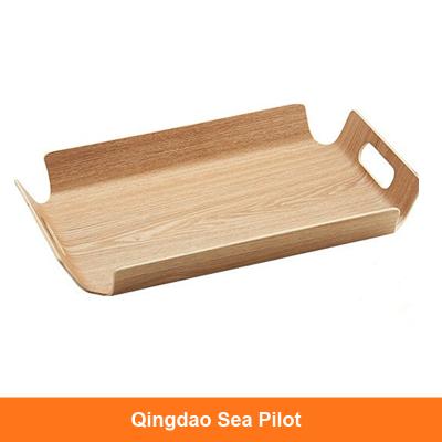 China Eco - Friendly Wooden Bread Serving Tray Folded Wooden Bakery With Handle for sale