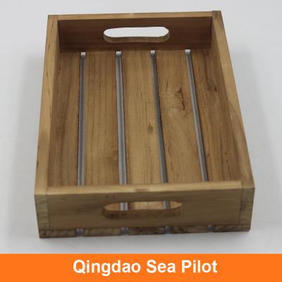 China Antique Stained Pine Wood Wooden Tray Custom for sale