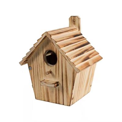 China Wooden Birdhouse Hanging House for Outdoor Barn Finch Bluebird Nesting Box with Poles for sale