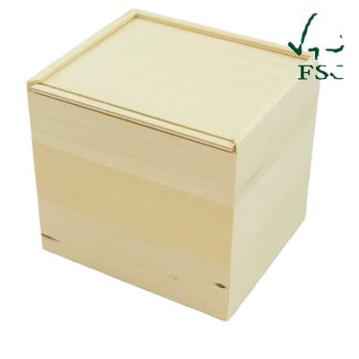 China Small handmade custom unfinished wooden boxes with sliding lid for sale