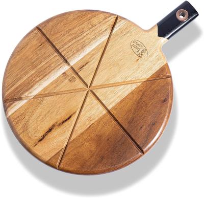 China Custom pizza sustainable and cut from acacia wood board with slicer set for sale