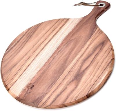 China Wooden Pizza Cutting Board Acacia Cheese Paddle Board Bread Viable Peel and Wood Cookies Tray for Serving for sale