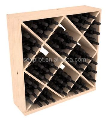 China High Quality Cheap Bottle Diamond Cube Wood Wine Racks Solid Pine 82 Viable Hot Sale Price for sale