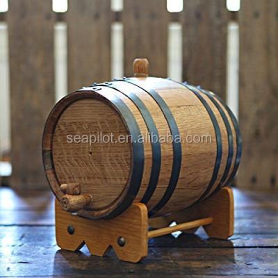 China Wholesale Wine Price Handcrafted 3 Liter Circle Black Pine Steel Barrel Wooden Wine Barrel for sale