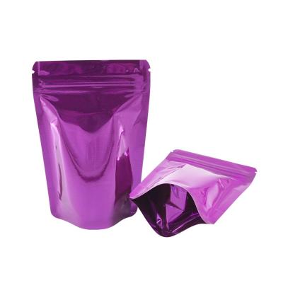 China New Hot Selling Disposable Matte Design Purple Aluminum Foil Bag Glossy Stand Up Food Zipper Lock Plastic Packaging Bag for sale