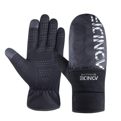 China AONIJIE M-55 Cotton Touch Screen Flip Cover Gloves Sports Cycling Non-slip Riding Mitts Outdoor Warm Windproof Gloves for sale