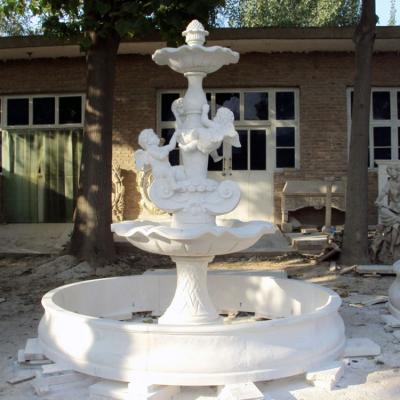 China High Quality Mid Century Hand Carved White Marble Water Fountain Sculpture for sale