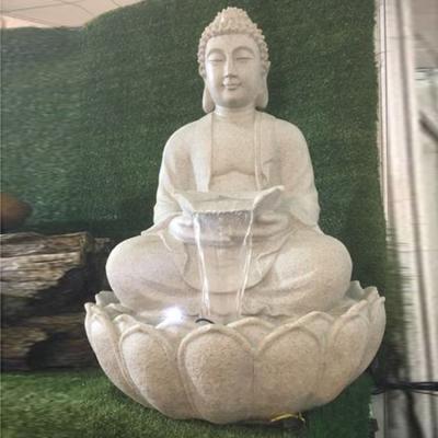 China Garden Decor Chinese Hand Carved Pure White Buddha Statue Water Fountain for sale