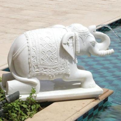 China Mid Century Garden Decor Hand - Carved Elephant Stone Fountain for sale