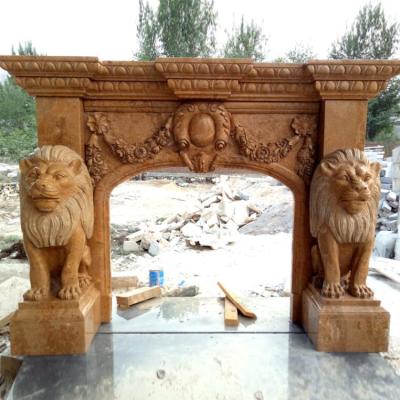 China Mid Century Hand Carved Home Decoration Marble Fireplace Mantel for sale