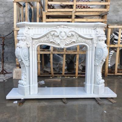 China Brand New Mid Century Arched Stone Fireplace Carving With Best Price for sale