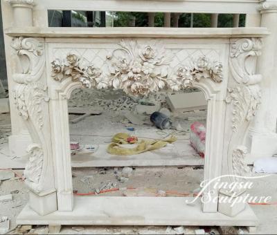 China Modern Custom Hand Carved Fireplace Mantel Hunan White Marble for sale