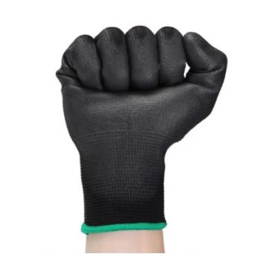 China Anti-slip 13G Polyester Black Color PU Coated Safety Work Gloves for sale