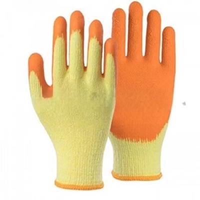 China Anti-slip 10G Comfortable Cotton Shell Latex Crinkle Palm Construction Coated Gloves for Construction for sale