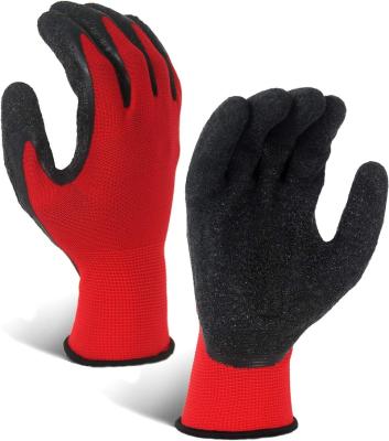 China Construction Red and Black 13 Gauge Hand Protection Gloves Breathable Touch Screen Gloves for sale