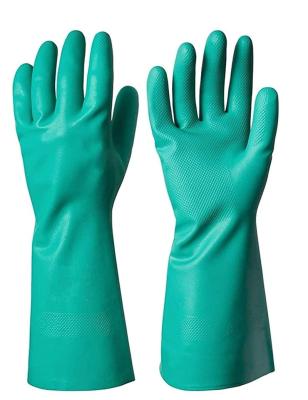 China General Purposes Wholesale Green Nitrile Gloves Anti-acid Oil Proof Chemical Resistant Long Sleeve Gloves for sale