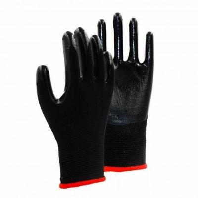 China Anti-slip Promotional Various Durable Using Price Smooth Palm Black Nitrile Gloves for sale