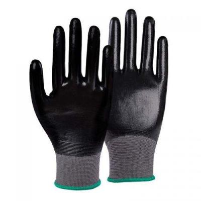 China Anti-slip Low Price Guaranteed Quality Durable Black Nitrile Coated Work Gloves for sale