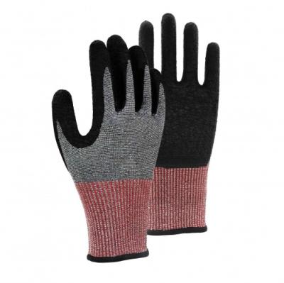 China Anti-slip 13G cut resistance shell latex crinkle palm coated gloves-D Level for sale