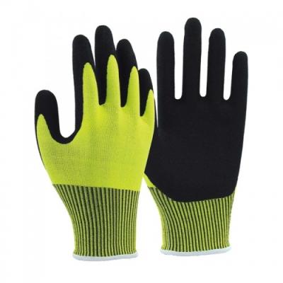 China Anti-cut 13G cut resistance latex crinkle palm coated gloves-C Level for sale