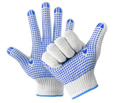 China Garden Custom Logo PVC Dotted/Dots Glove Working Guantes Safety Work Cotton Knitted Gloves for sale