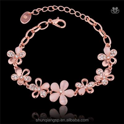 China ALLOY Europe and America Fashion Crystal Flower Charms Bracelet Women for sale