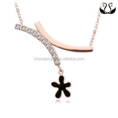 China Beautiful Stainless Steel Enamel Flower Necklace Jewelry for sale