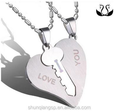 China Lastest Stainless Steel Jewelry Stainless Steel Heart Shaped Couple Head Pendant for sale