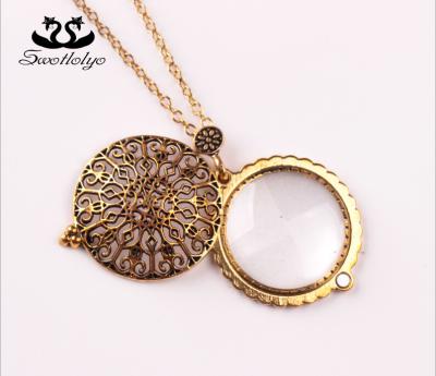 China Popular hollowed out ALLOY pattern magnifying glass necklace pendant accessories wholesale for sale