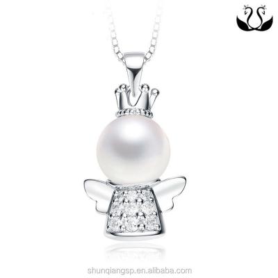 China Wholesale Women Silver 925 Sterling Silver Pearl Cage Angel Wing Pendant Jewelry Accessories for sale