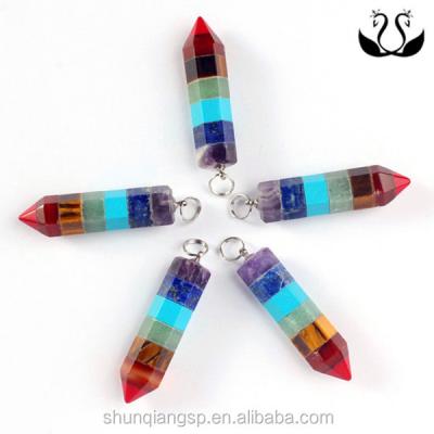 China Seven Color Cone-Shape Acrylic Single Crystal Chakra Pendant for sale