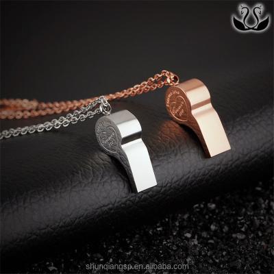 China Stainless Steel Rose Gold Whistle Couple Necklace Wholesale Stainless Steel Jewelry for sale