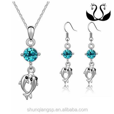 China ALLOY Fashion Crystal Double Dolphin Animal Jewelry Set Wholesale America for sale