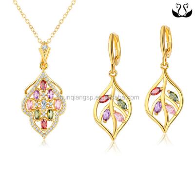 China ALLOY Hot Sale Girls Fine Zircon Necklace Earring Jewelry Set for sale