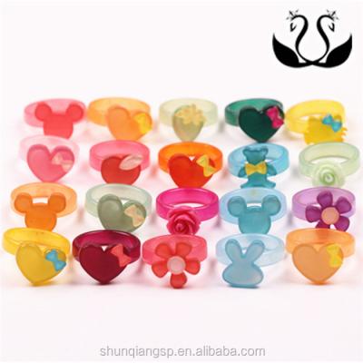 China Stainless Steel Factory Wholesale Cartoon Color Birthday Gift Kids Acrylic Custom Cute Rings for sale