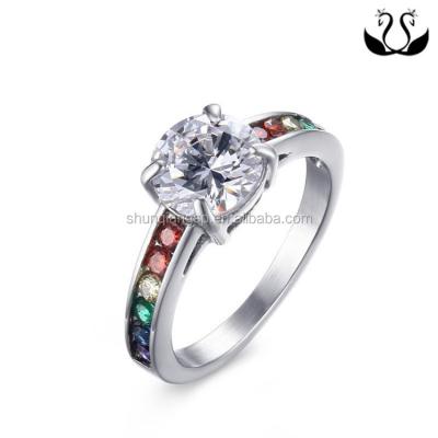 China High End Stainless Steel Gay Engagement Wedding Diamond Ring for sale