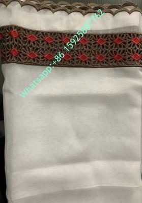 China 100% Spun Polyester Voile Embroidery Sudan Shoawl Usage White color 36' high quality for sale