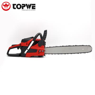 China 2-Stroke TOPWE Custom Design Air Cooled Wood Chainsaw Cutter 58cc Gasoline Chainsaw for sale