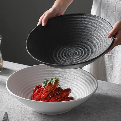 China Black and white frosted ceramic bowl household contemporary ceramic western light luxury tableware food simple hotel ceramic tableware for sale